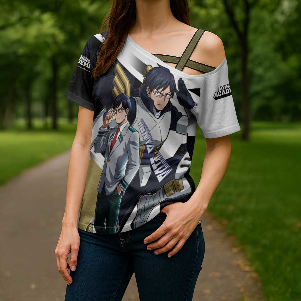 Tenya Iida Cross Shoulder Shirt Dynamic Anime Action Illustration with Futuristic Hero Armor