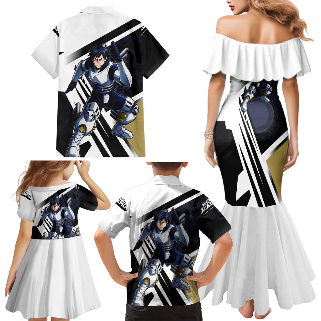 Tenya Iida Family Matching Mermaid Dress and Hawaiian Shirt Dynamic Anime Action Illustration with Futuristic Hero Armor