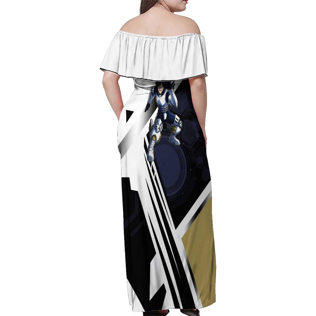 Tenya Iida Family Matching Off Shoulder Maxi Dress and Hawaiian Shirt Dynamic Anime Action Illustration with Futuristic Hero Armor