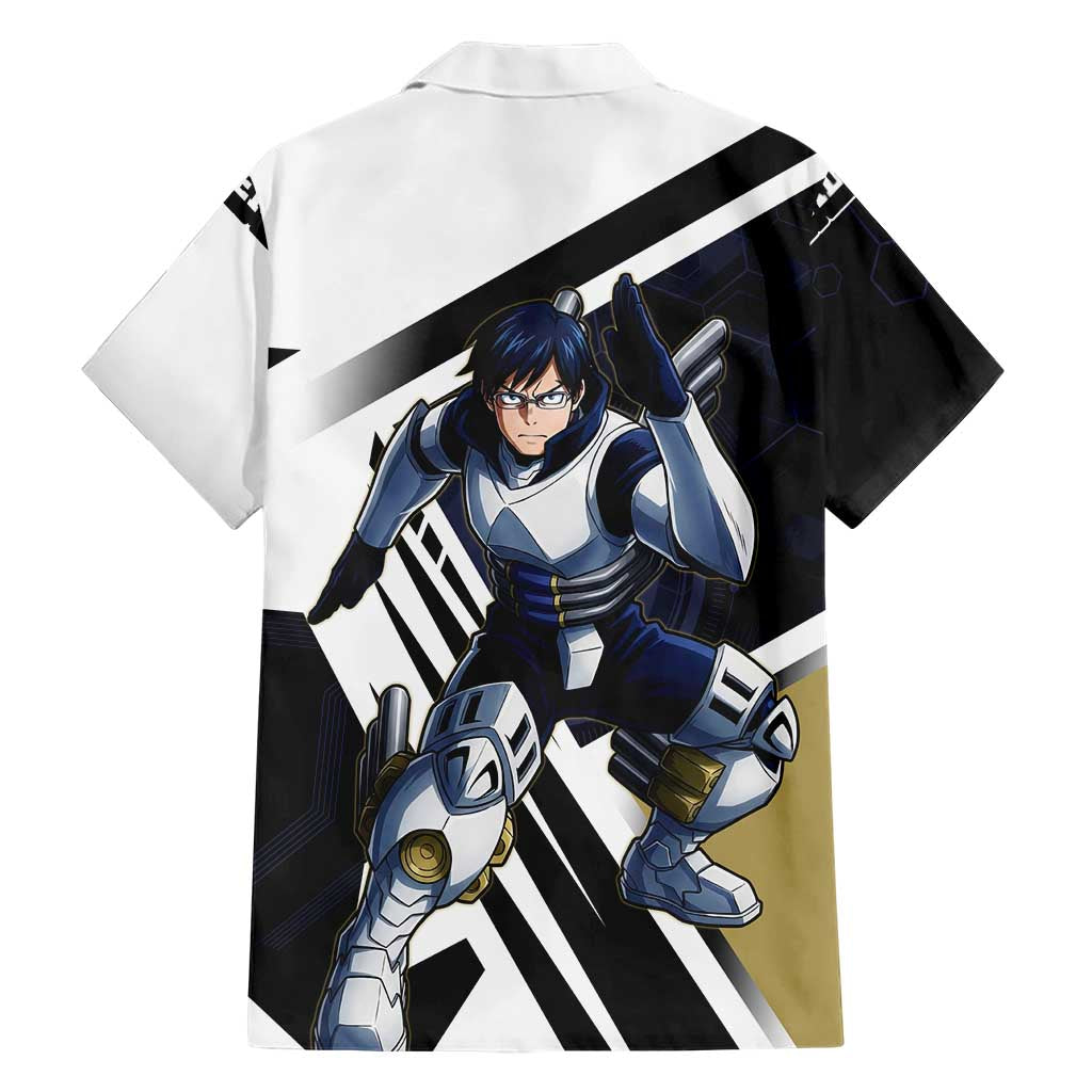 Tenya Iida Family Matching Off Shoulder Short Dress and Hawaiian Shirt Dynamic Anime Action Illustration with Futuristic Hero Armor
