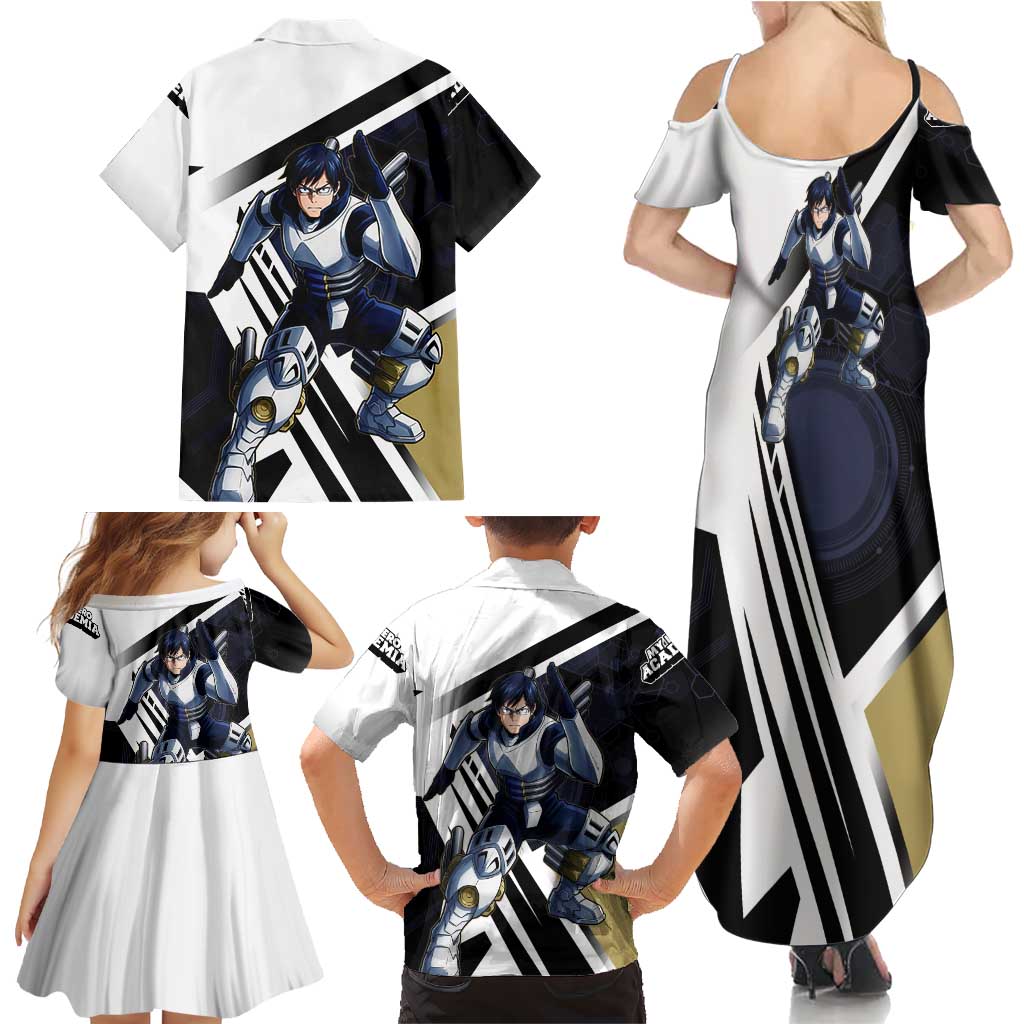 Tenya Iida Family Matching Summer Maxi Dress and Hawaiian Shirt Dynamic Anime Action Illustration with Futuristic Hero Armor