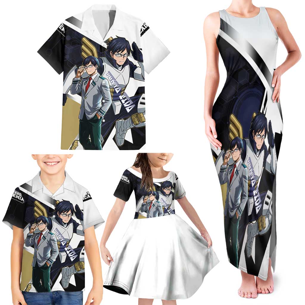 Tenya Iida Family Matching Tank Maxi Dress and Hawaiian Shirt Dynamic Anime Action Illustration with Futuristic Hero Armor