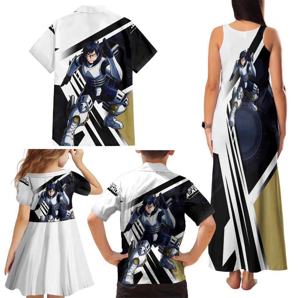 Tenya Iida Family Matching Tank Maxi Dress and Hawaiian Shirt Dynamic Anime Action Illustration with Futuristic Hero Armor