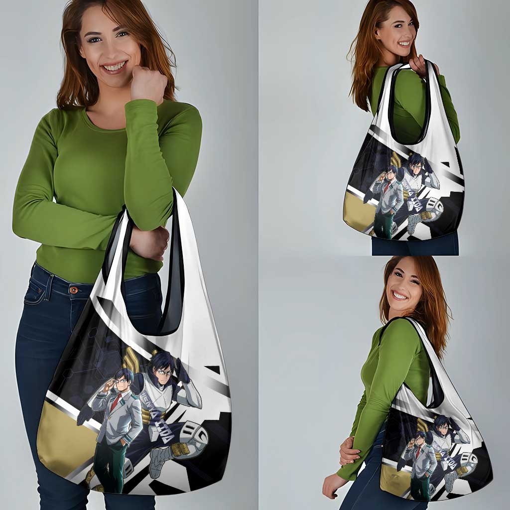 Tenya Iida Grocery Bag Dynamic Anime Action Illustration with Futuristic Hero Armor