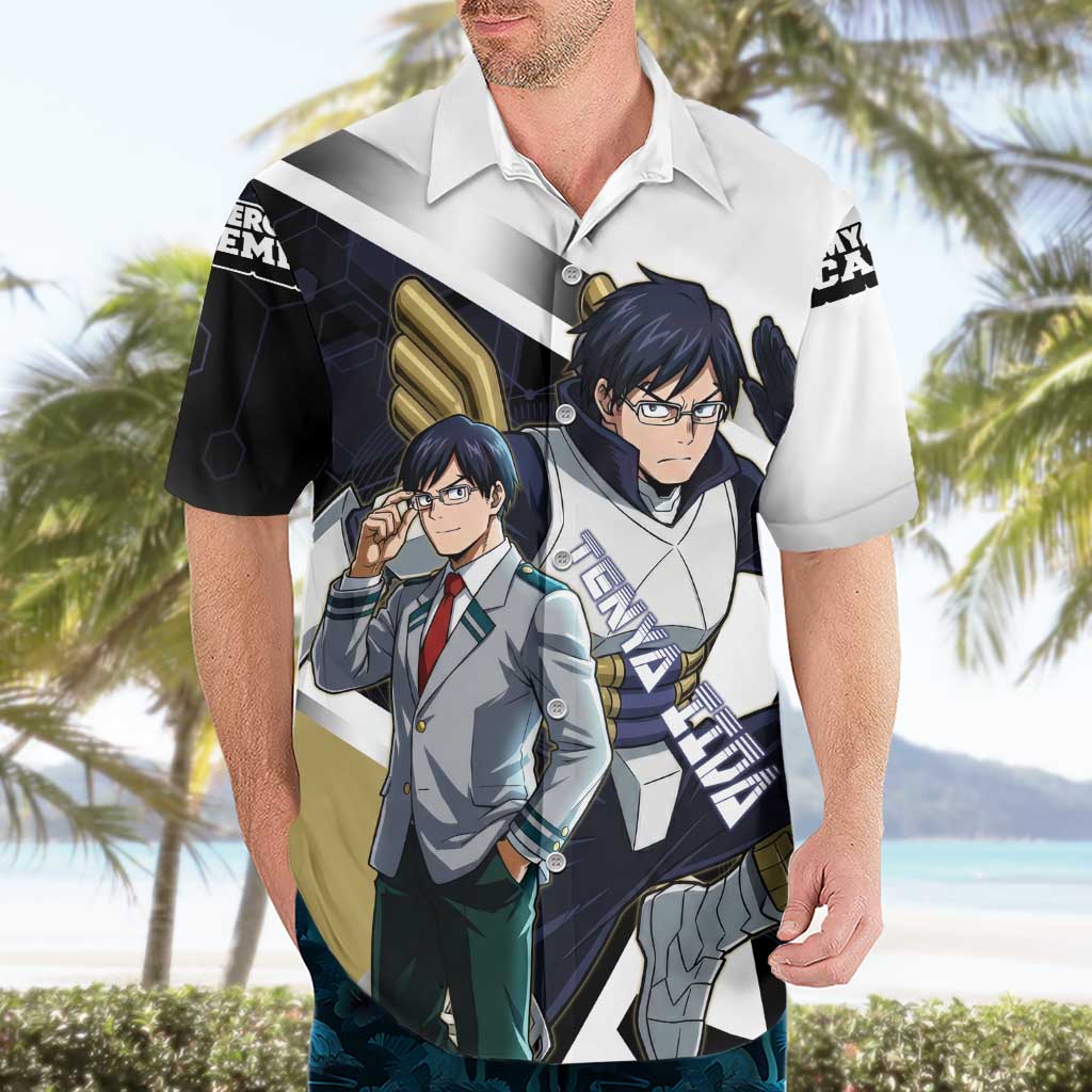 Tenya Iida Hawaiian Shirt Dynamic Anime Action Illustration with Futuristic Hero Armor