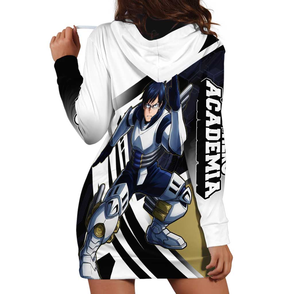 Tenya Iida Hoodie Dress Dynamic Anime Action Illustration with Futuristic Hero Armor