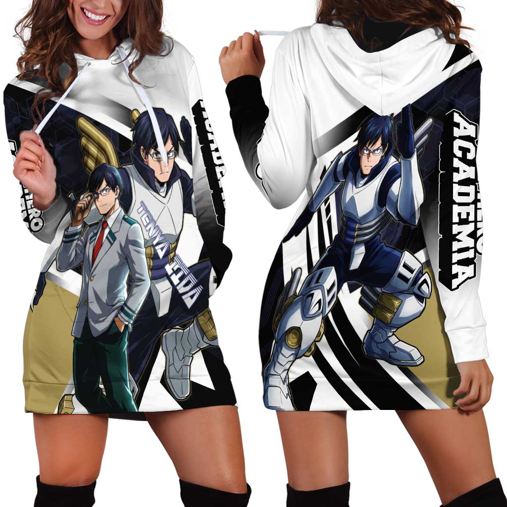 Tenya Iida Hoodie Dress Dynamic Anime Action Illustration with Futuristic Hero Armor