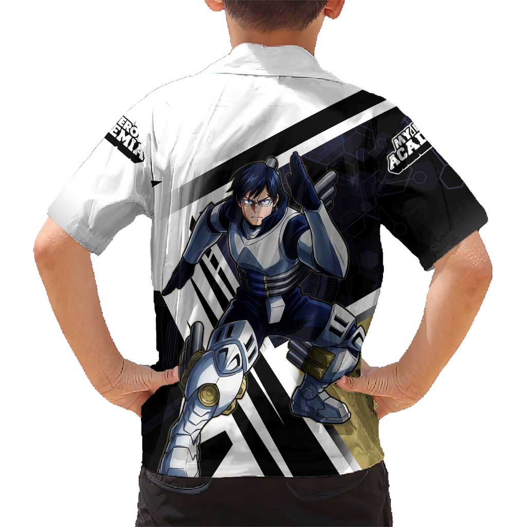 Tenya Iida Kid Hawaiian Shirt Dynamic Anime Action Illustration with Futuristic Hero Armor