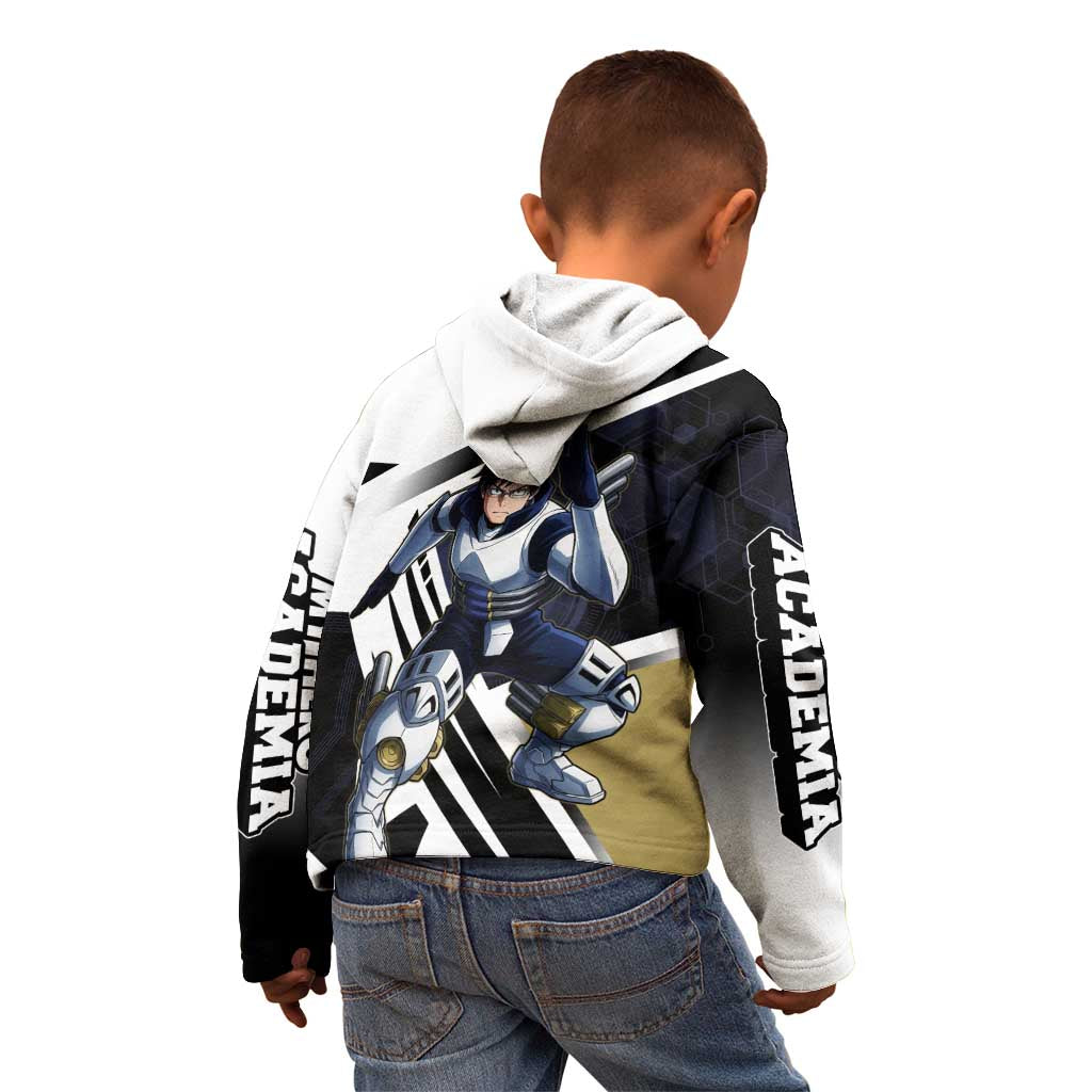 Tenya Iida Kid Hoodie Dynamic Anime Action Illustration with Futuristic Hero Armor
