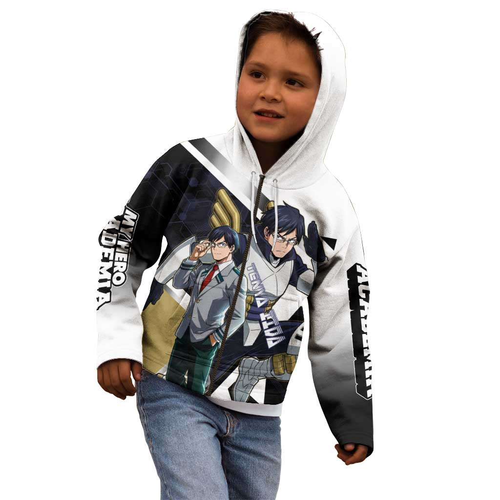 Tenya Iida Kid Hoodie Dynamic Anime Action Illustration with Futuristic Hero Armor