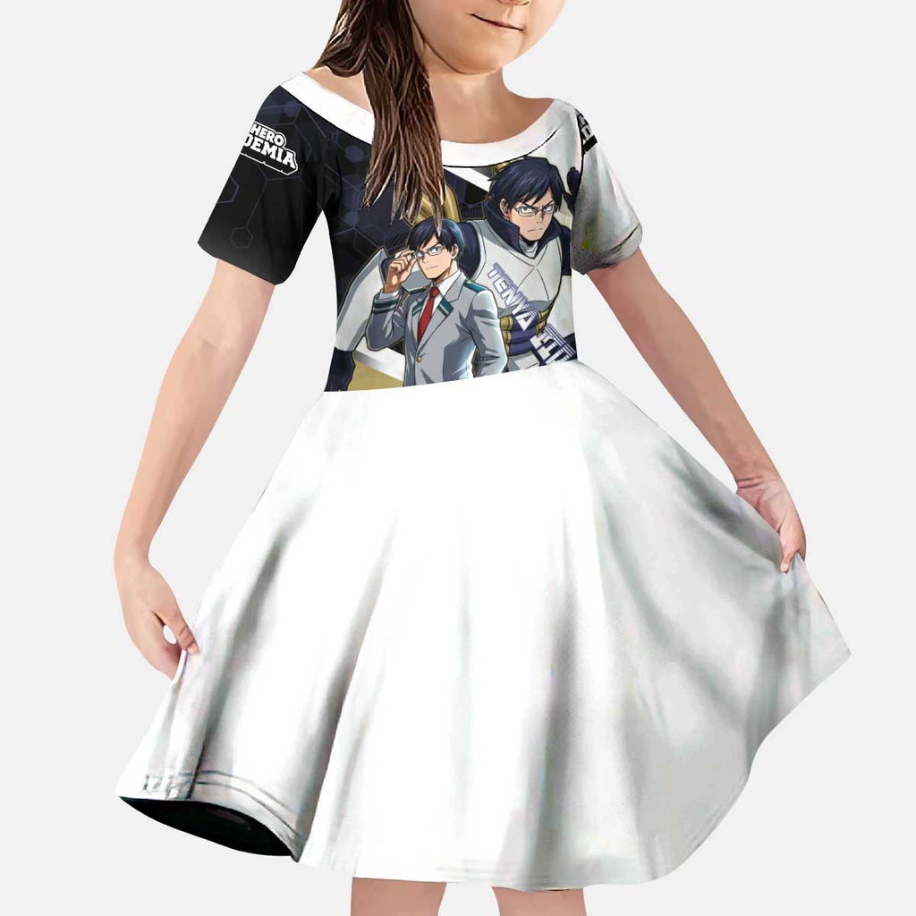 Tenya Iida Kid Short Sleeve Dress Dynamic Anime Action Illustration with Futuristic Hero Armor
