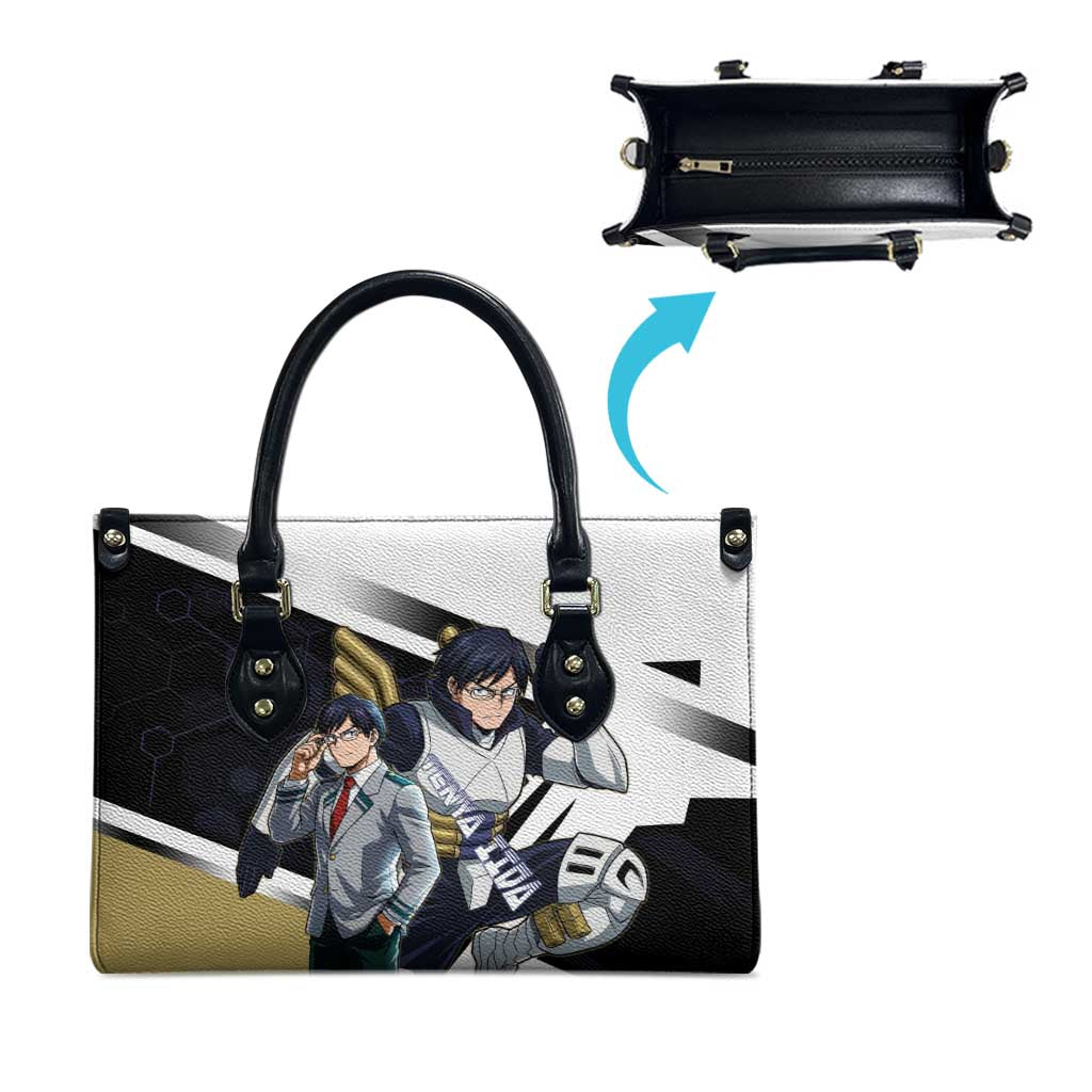 Tenya Iida Leather Bag Dynamic Anime Action Illustration with Futuristic Hero Armor