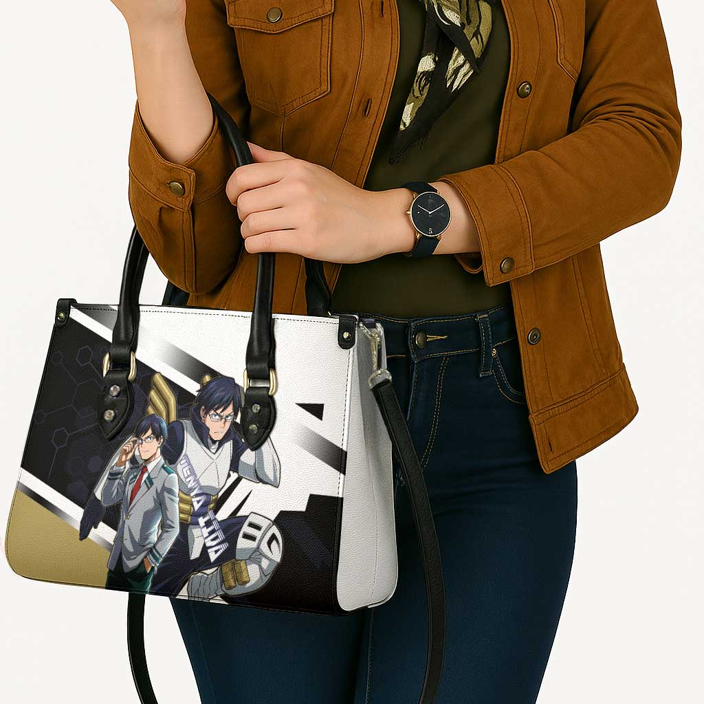 Tenya Iida Leather Bag Dynamic Anime Action Illustration with Futuristic Hero Armor