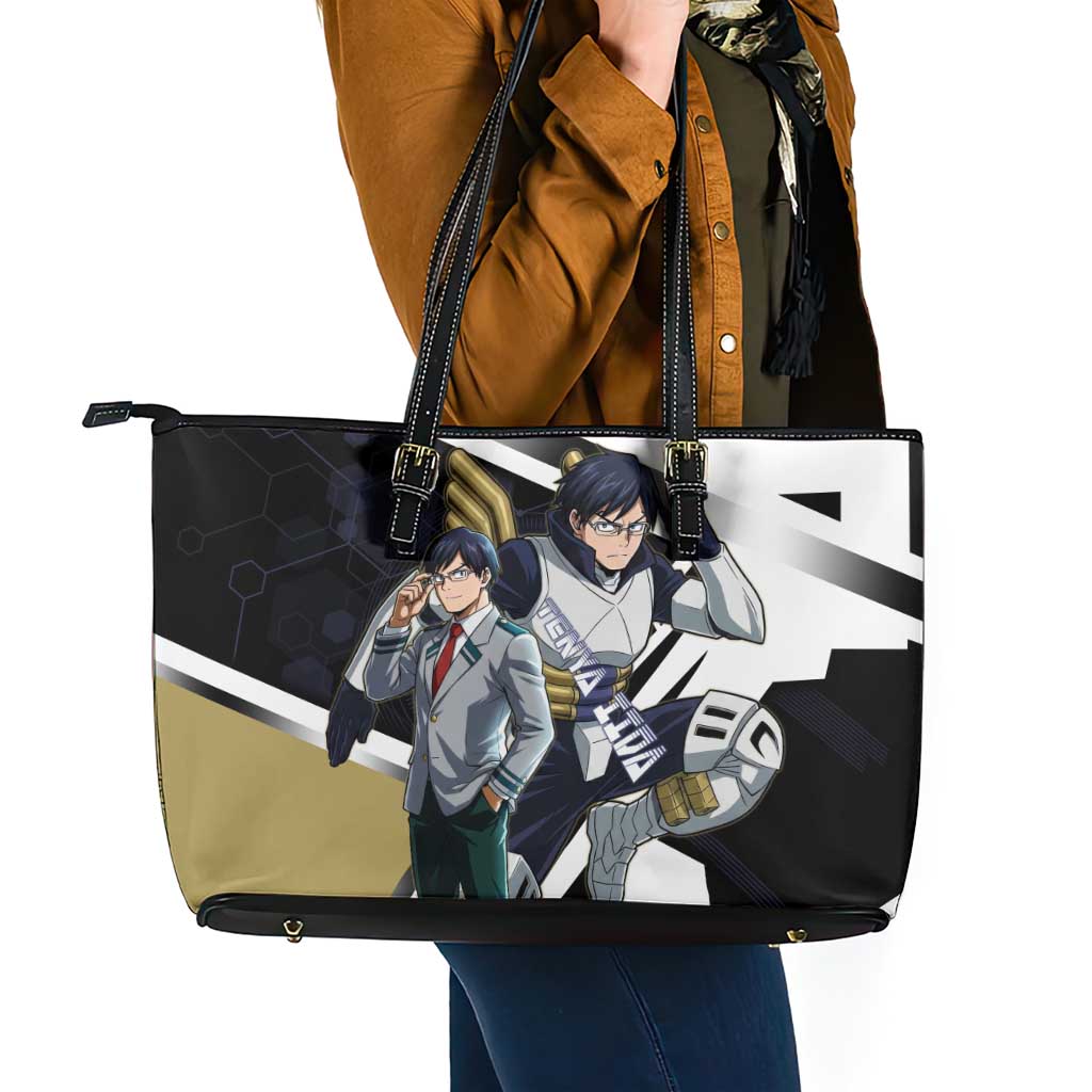 Tenya Iida Leather Tote Bag Dynamic Anime Action Illustration with Futuristic Hero Armor