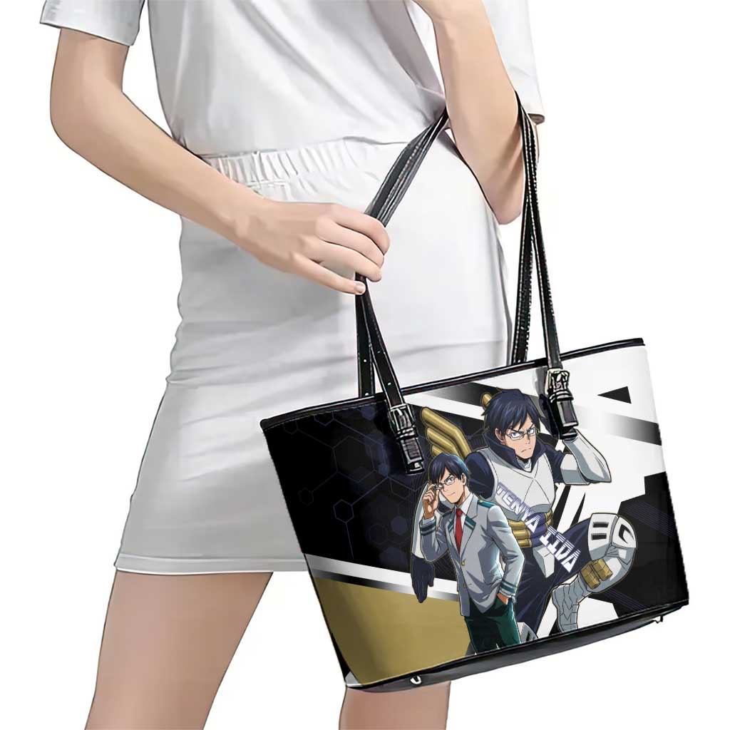 Tenya Iida Leather Tote Bag Dynamic Anime Action Illustration with Futuristic Hero Armor