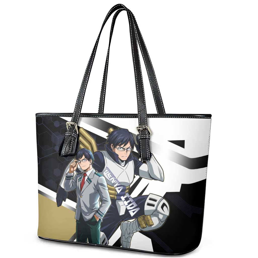 Tenya Iida Leather Tote Bag Dynamic Anime Action Illustration with Futuristic Hero Armor