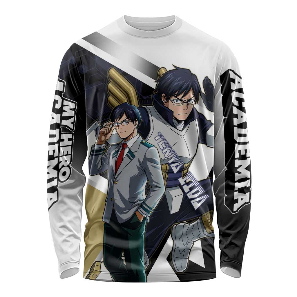 Tenya Iida Long Sleeve Shirt Dynamic Anime Action Illustration with Futuristic Hero Armor