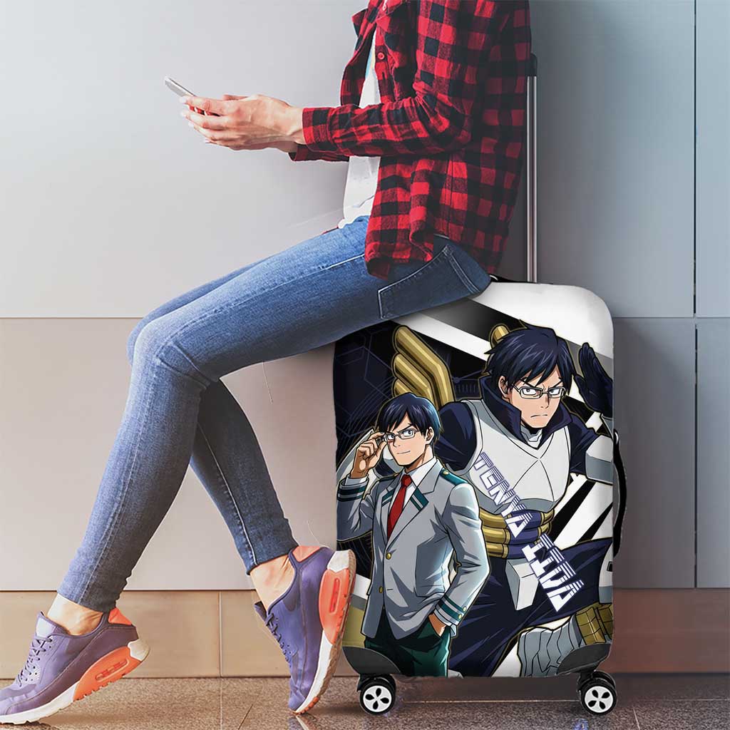 Tenya Iida Luggage Cover Dynamic Anime Action Illustration with Futuristic Hero Armor