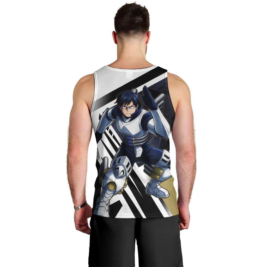 Tenya Iida Men Tank Top Dynamic Anime Action Illustration with Futuristic Hero Armor