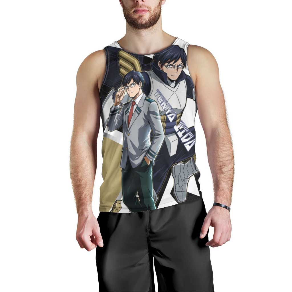 Tenya Iida Men Tank Top Dynamic Anime Action Illustration with Futuristic Hero Armor