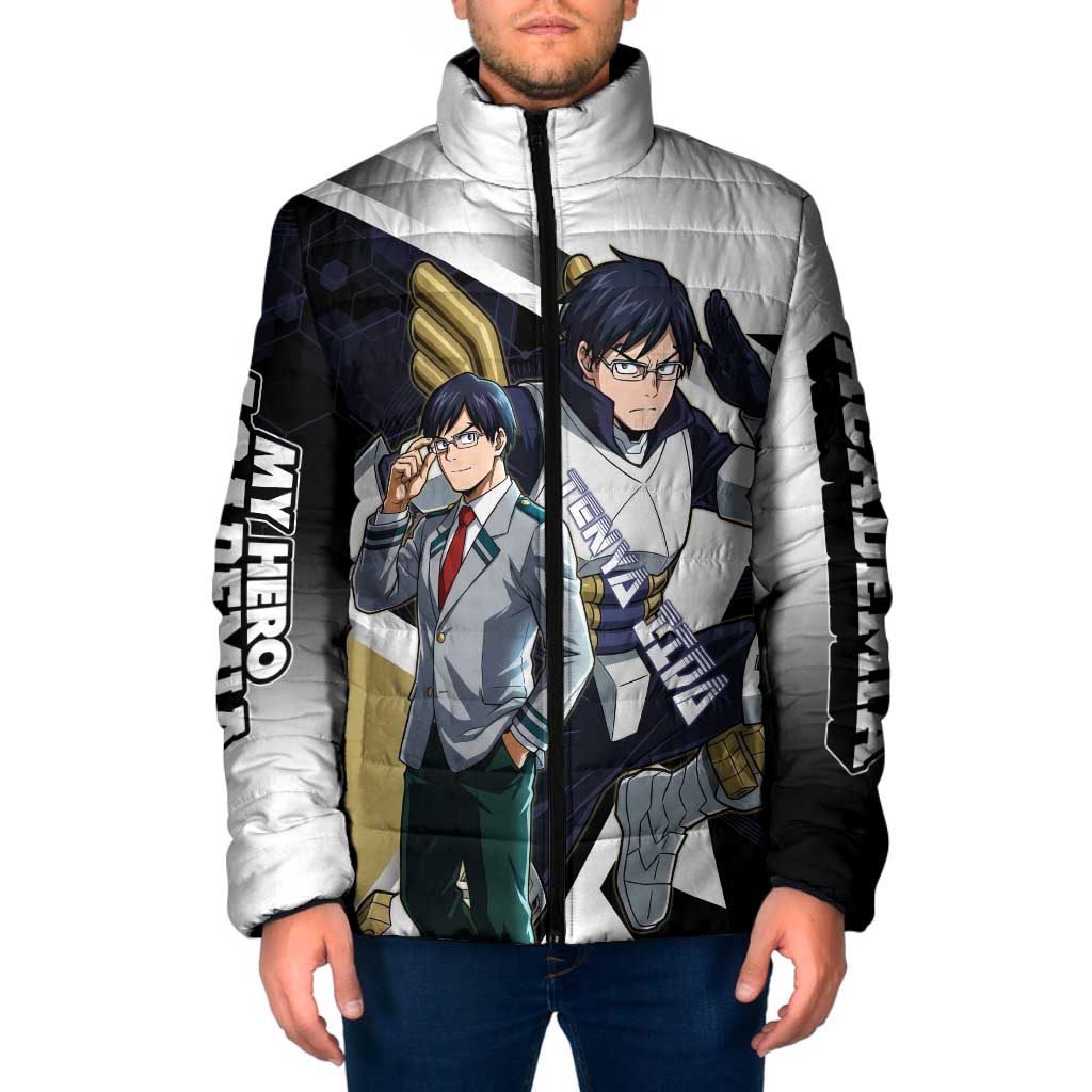 Tenya Iida Padded Jacket Dynamic Anime Action Illustration with Futuristic Hero Armor
