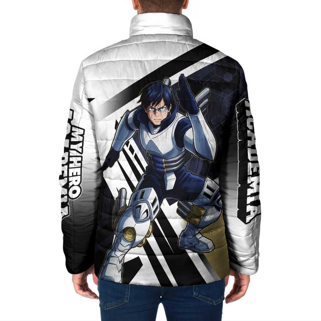 Tenya Iida Padded Jacket Dynamic Anime Action Illustration with Futuristic Hero Armor