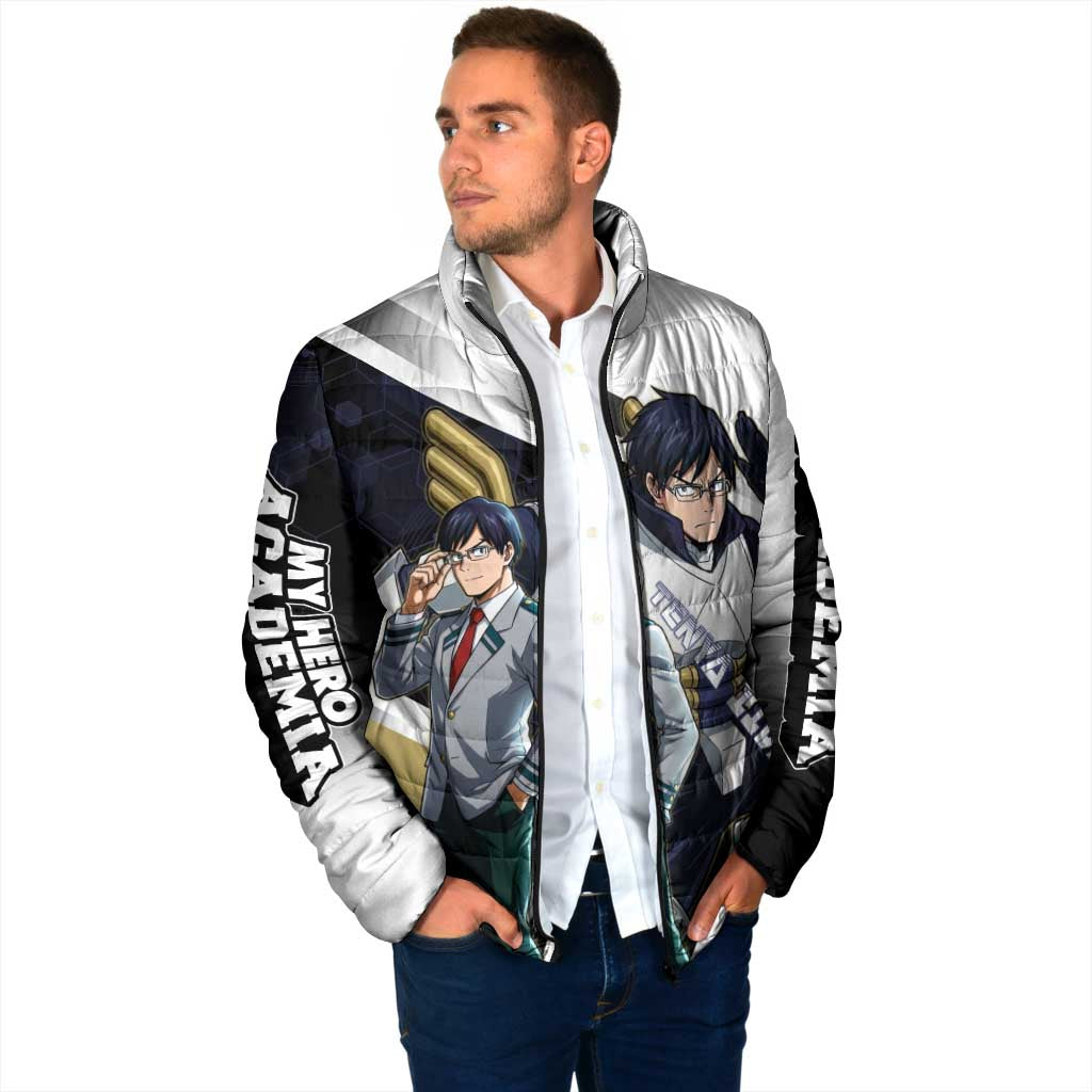 Tenya Iida Padded Jacket Dynamic Anime Action Illustration with Futuristic Hero Armor