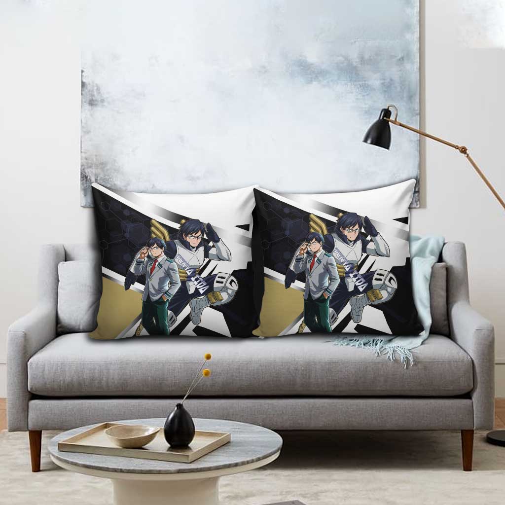 Tenya Iida Pillow Cover Dynamic Anime Action Illustration with Futuristic Hero Armor