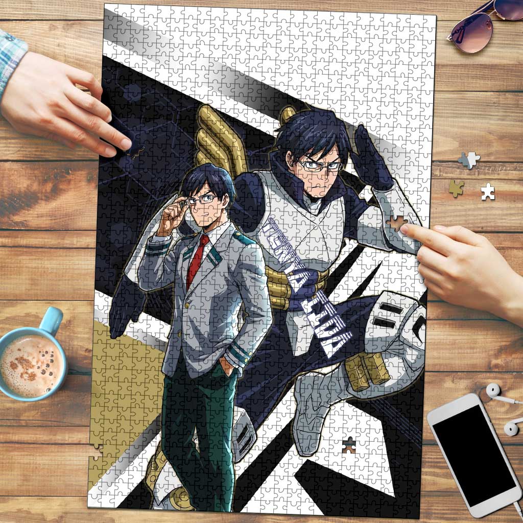 Tenya Iida Puzzle Dynamic Anime Action Illustration with Futuristic Hero Armor