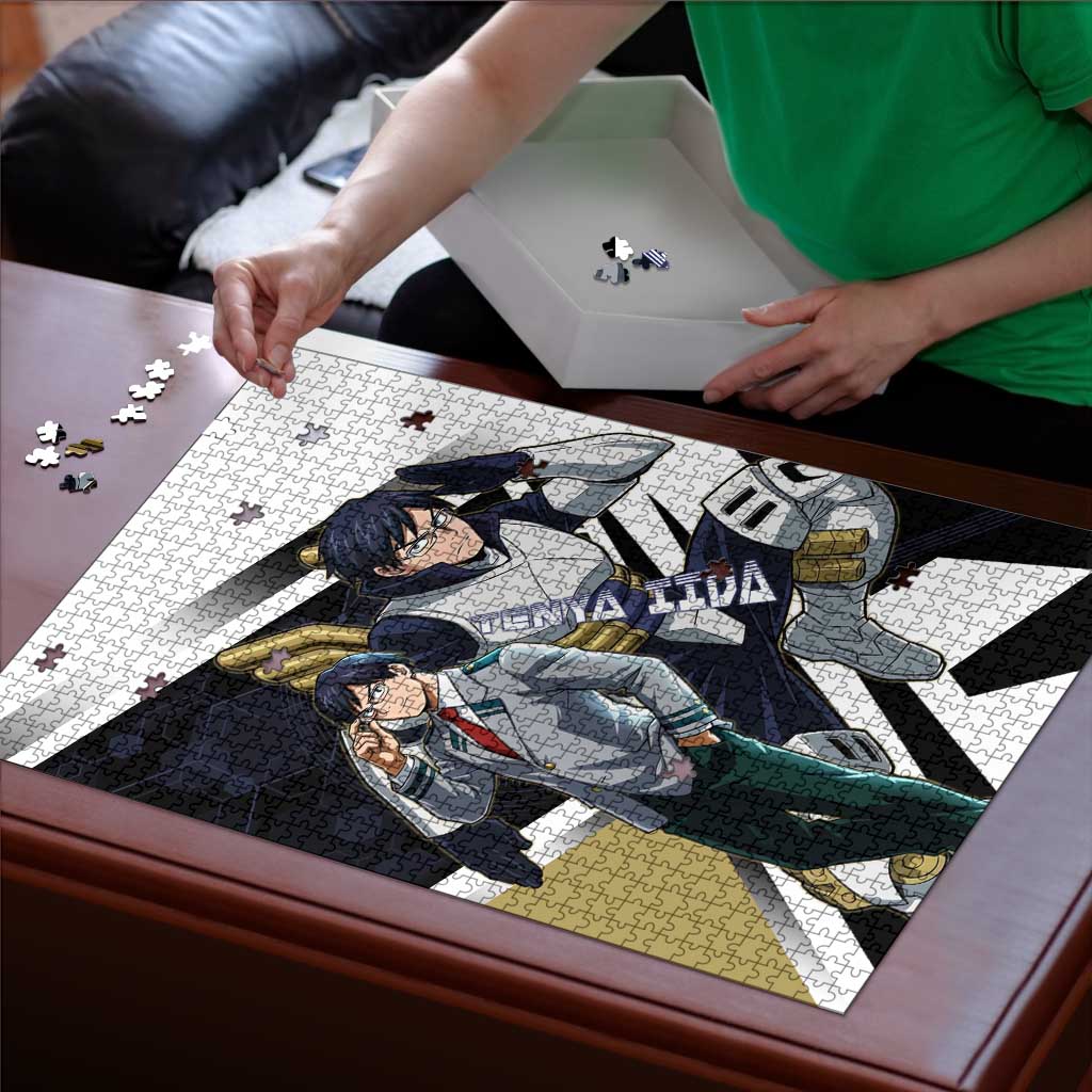 Tenya Iida Puzzle Dynamic Anime Action Illustration with Futuristic Hero Armor