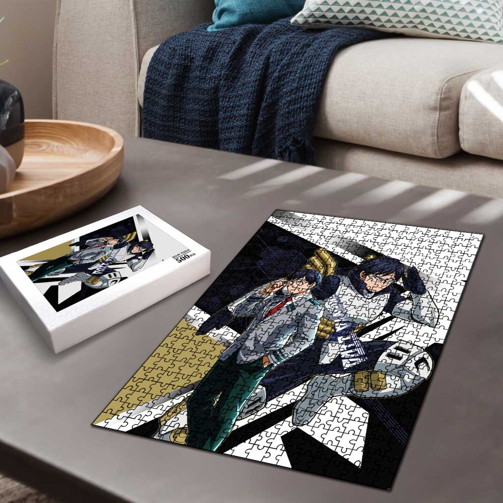 Tenya Iida Puzzle Dynamic Anime Action Illustration with Futuristic Hero Armor