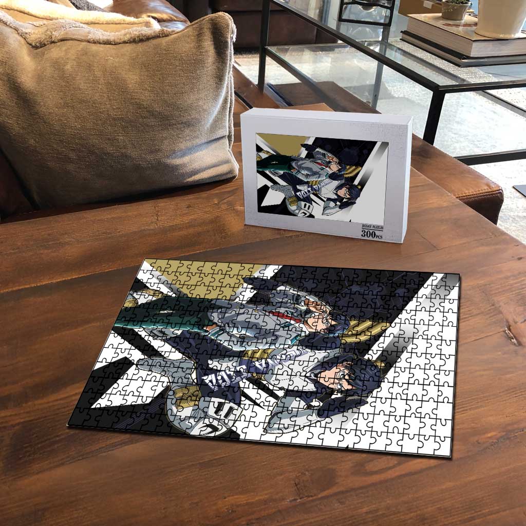 Tenya Iida Puzzle Dynamic Anime Action Illustration with Futuristic Hero Armor