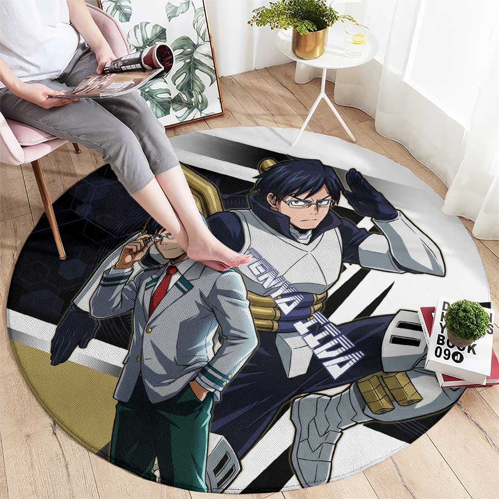 Tenya Iida Round Carpet Dynamic Anime Action Illustration with Futuristic Hero Armor