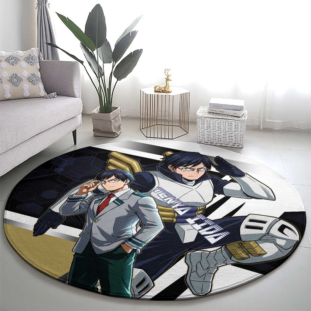 Tenya Iida Round Carpet Dynamic Anime Action Illustration with Futuristic Hero Armor