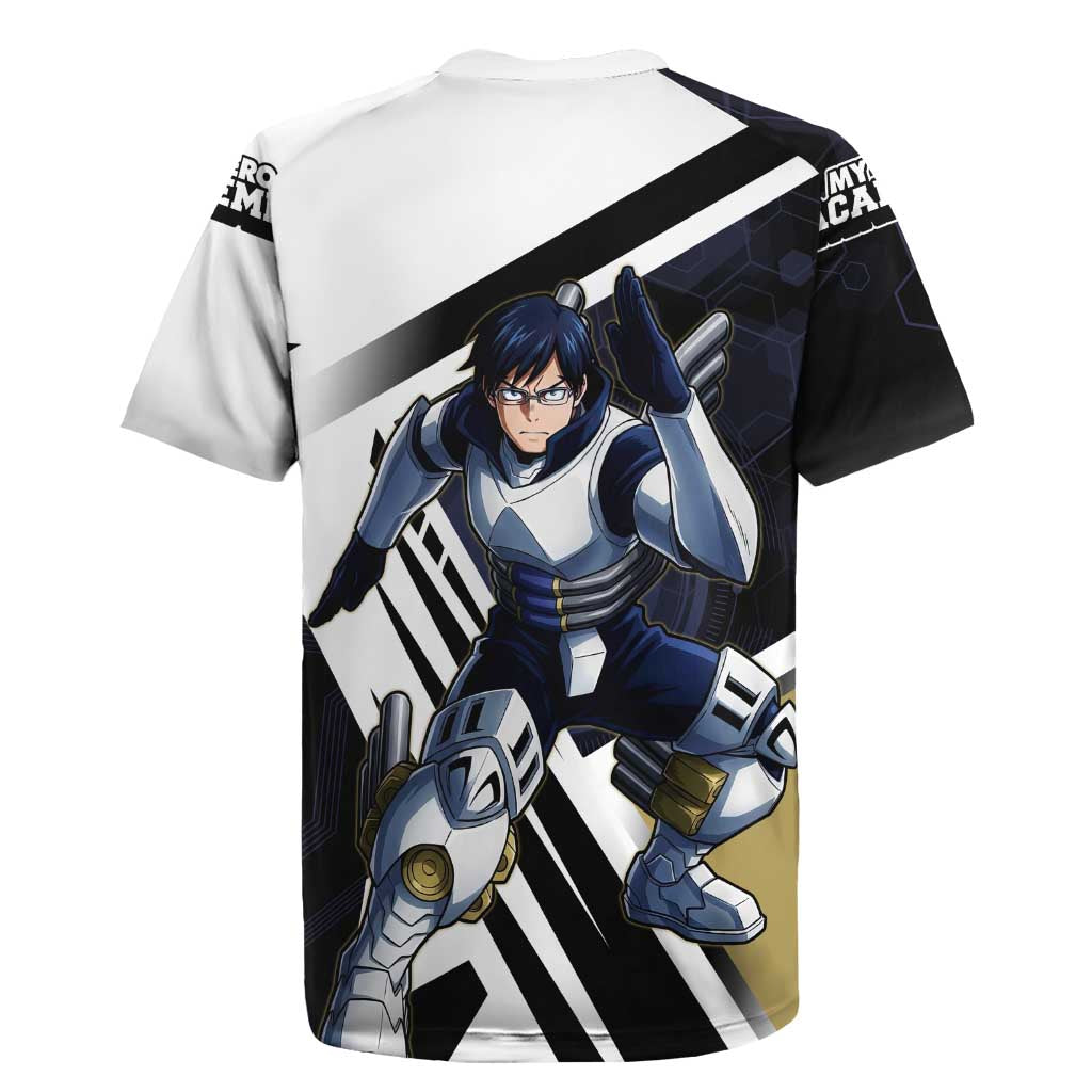 Tenya Iida Rugby Jersey Dynamic Anime Action Illustration with Futuristic Hero Armor
