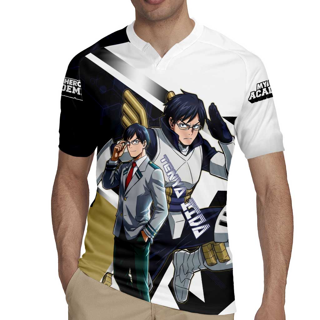 Tenya Iida Rugby Jersey Dynamic Anime Action Illustration with Futuristic Hero Armor