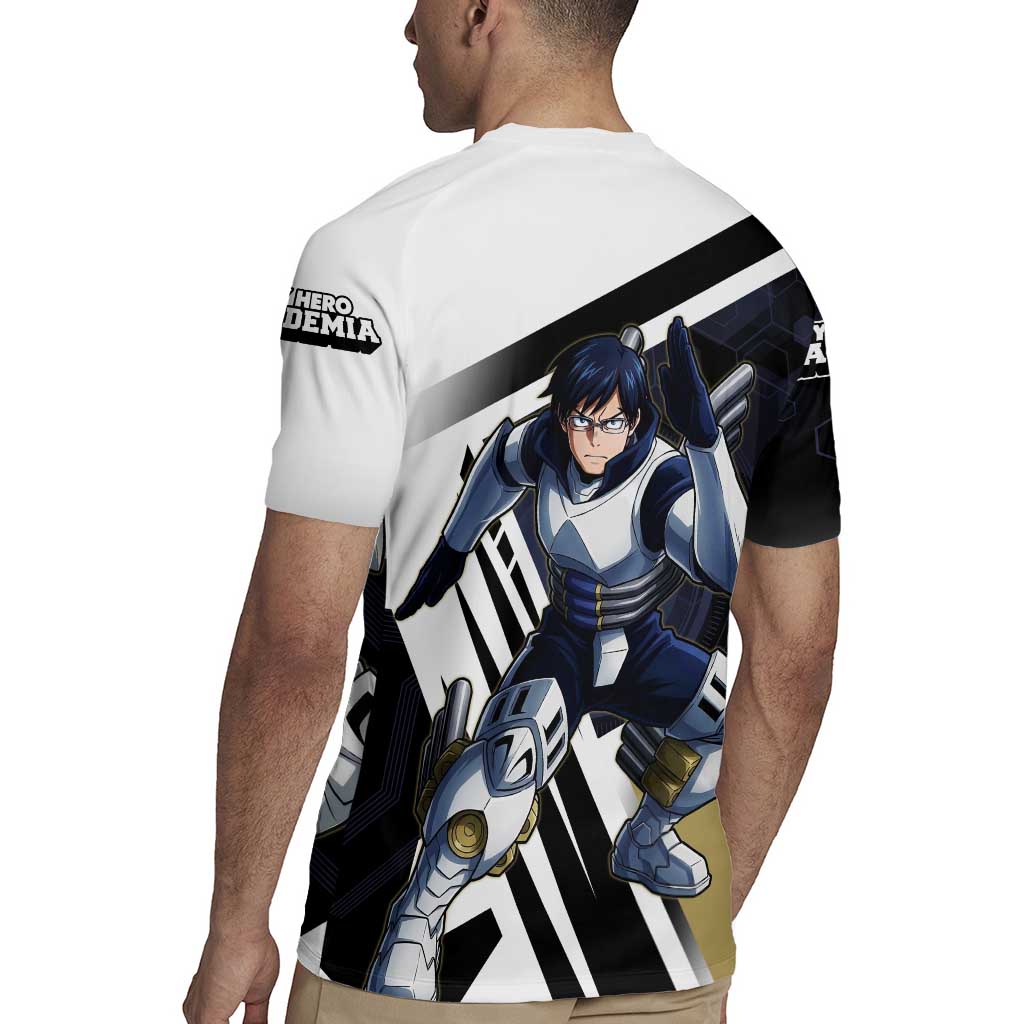 Tenya Iida Rugby Jersey Dynamic Anime Action Illustration with Futuristic Hero Armor