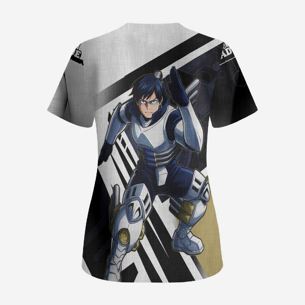 Tenya Iida Scrub Top Dynamic Anime Action Illustration with Futuristic Hero Armor