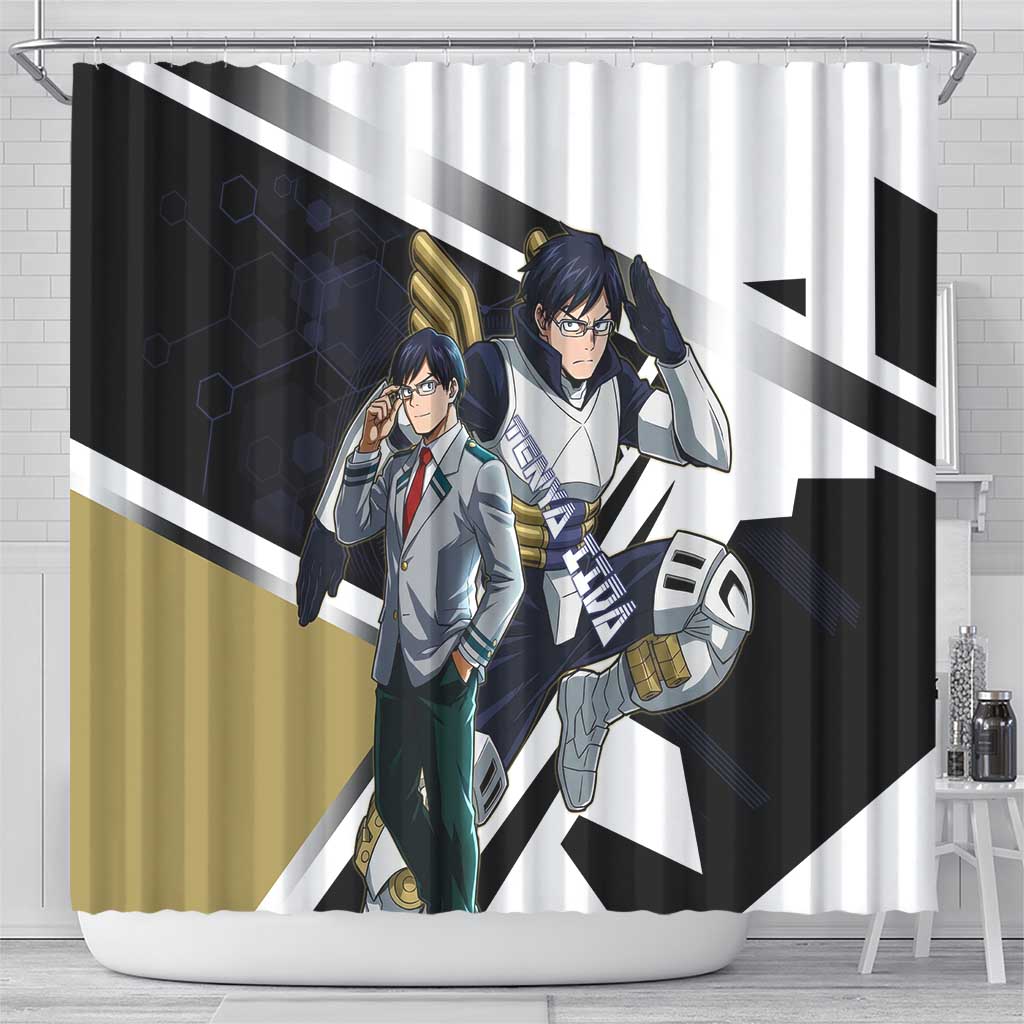 Tenya Iida Shower Curtain Dynamic Anime Action Illustration with Futuristic Hero Armor