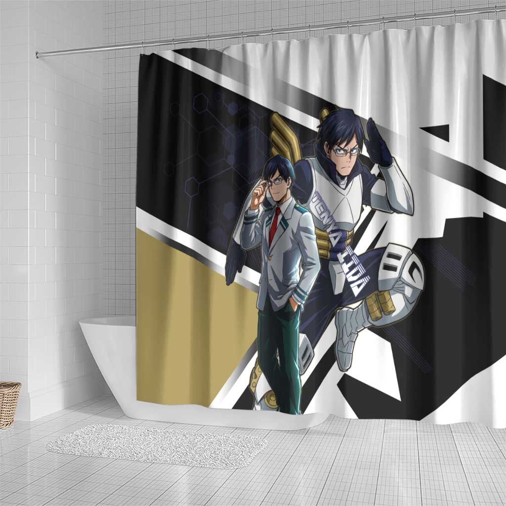 Tenya Iida Shower Curtain Dynamic Anime Action Illustration with Futuristic Hero Armor