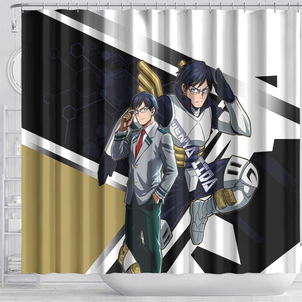Tenya Iida Shower Curtain Dynamic Anime Action Illustration with Futuristic Hero Armor