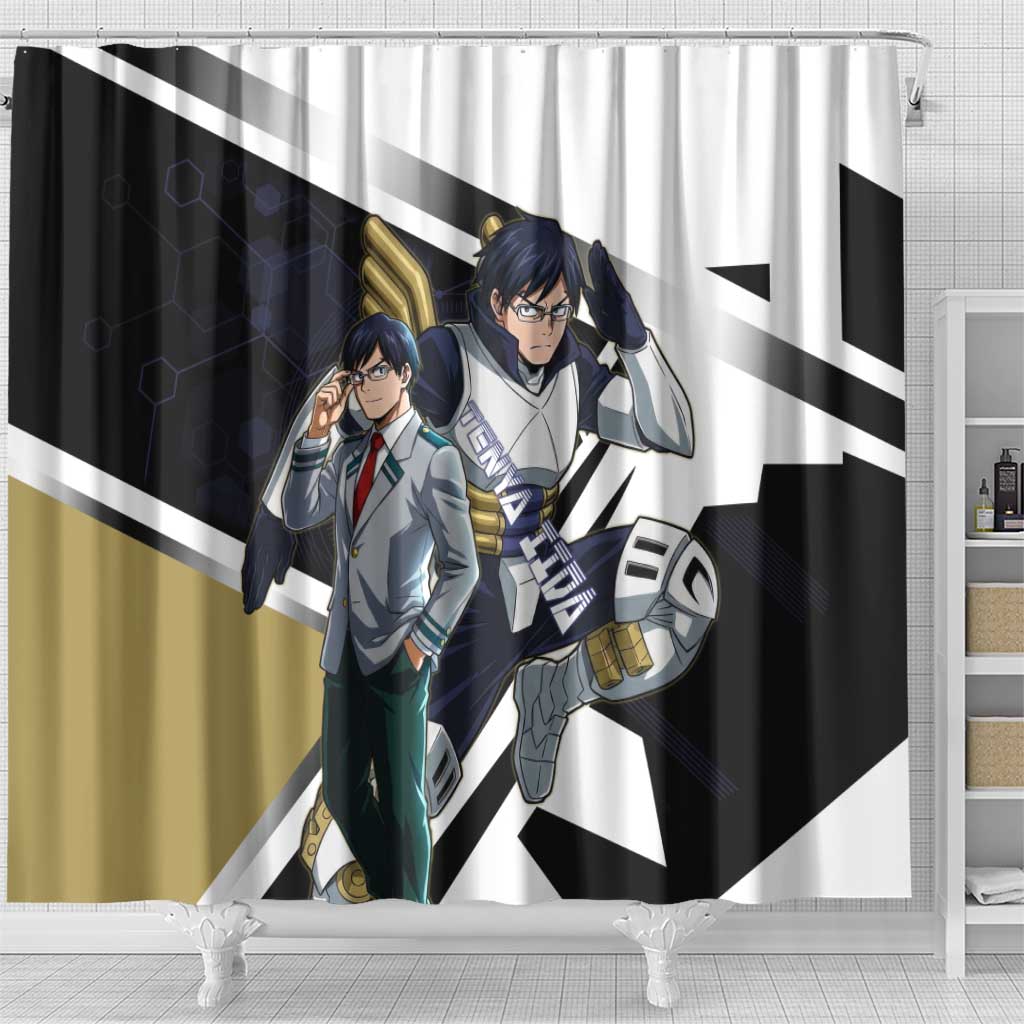 Tenya Iida Shower Curtain Dynamic Anime Action Illustration with Futuristic Hero Armor