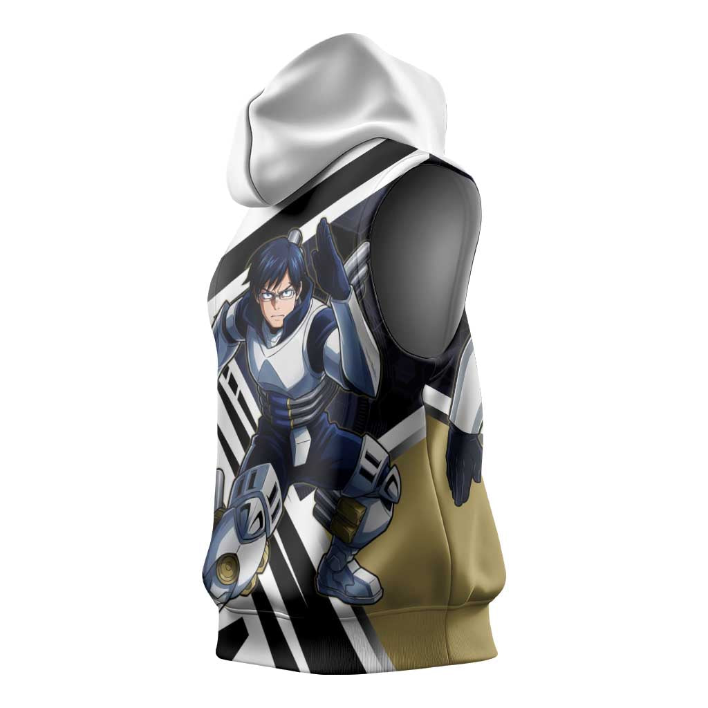 Tenya Iida Sleeveless Hoodie Dynamic Anime Action Illustration with Futuristic Hero Armor
