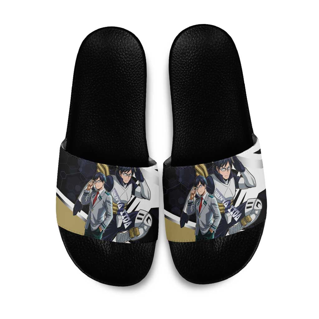 Tenya Iida Slide Sandals Dynamic Anime Action Illustration with Futuristic Hero Armor