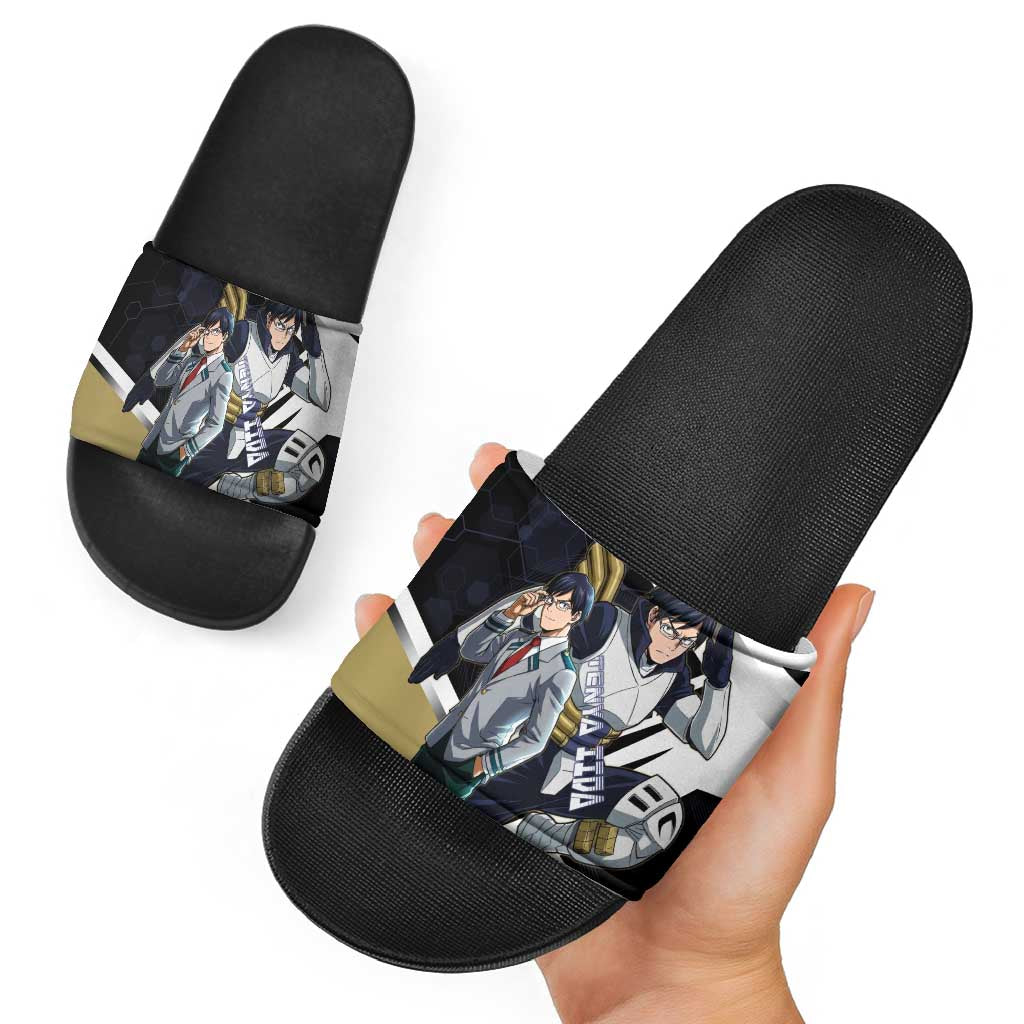 Tenya Iida Slide Sandals Dynamic Anime Action Illustration with Futuristic Hero Armor