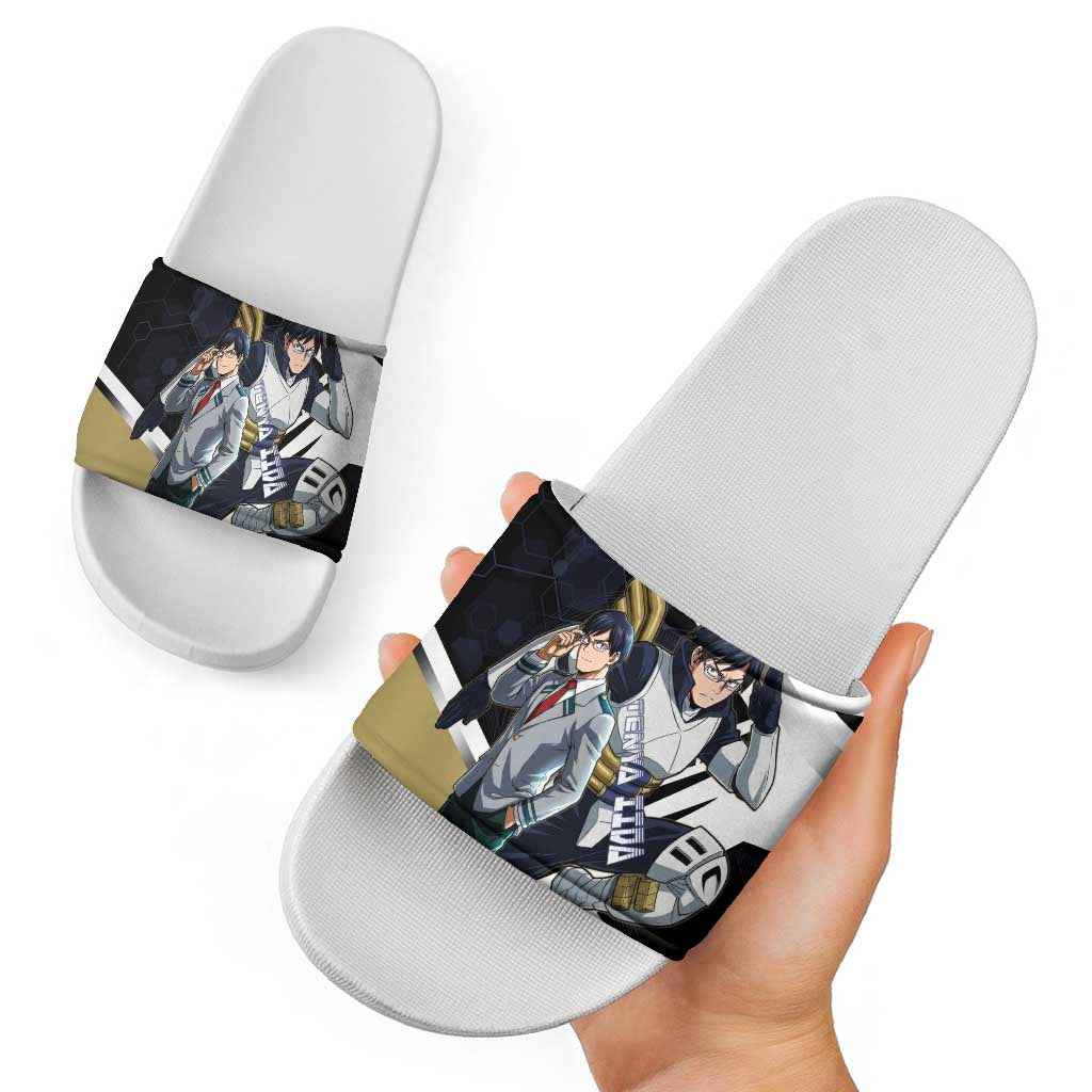 Tenya Iida Slide Sandals Dynamic Anime Action Illustration with Futuristic Hero Armor