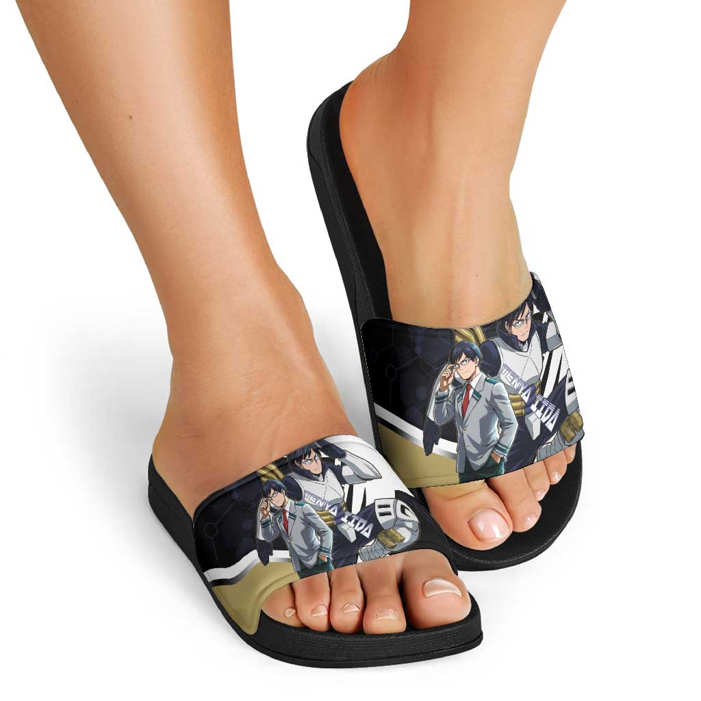 Tenya Iida Slide Sandals Dynamic Anime Action Illustration with Futuristic Hero Armor