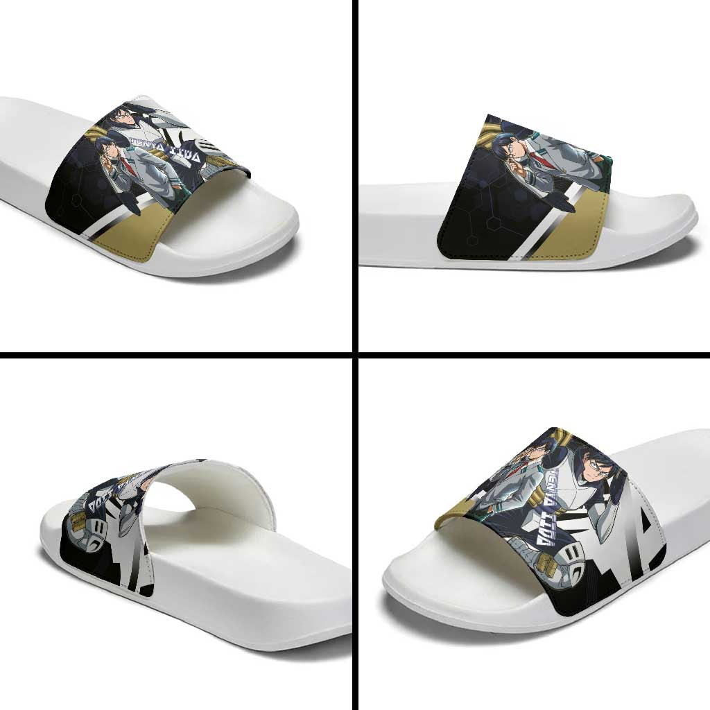 Tenya Iida Slide Sandals Dynamic Anime Action Illustration with Futuristic Hero Armor