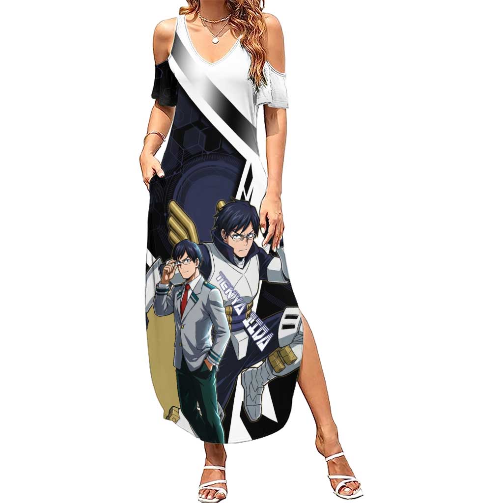 Tenya Iida Summer Maxi Dress Dynamic Anime Action Illustration with Futuristic Hero Armor