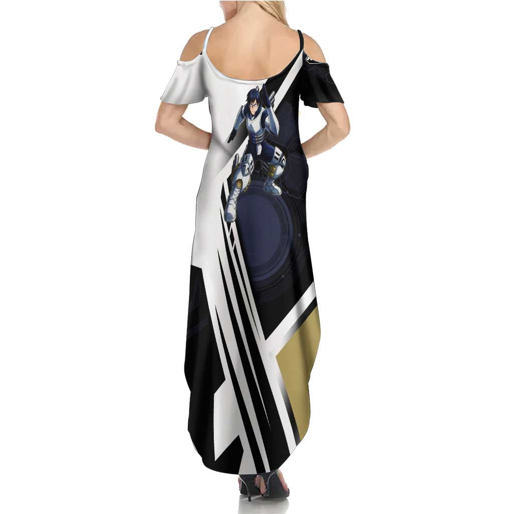 Tenya Iida Summer Maxi Dress Dynamic Anime Action Illustration with Futuristic Hero Armor